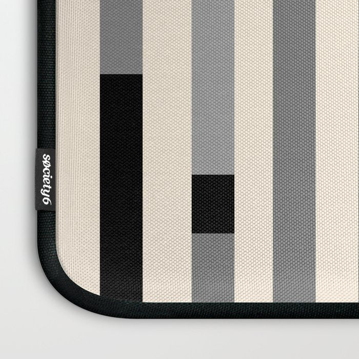 Mid Century Modern Modular Stripes in Black, Gray, and Almond Cream Laptop Sleeve Gallery Image 3