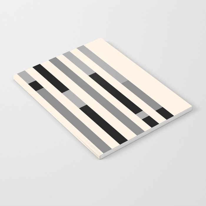 Mid Century Modern Modular Stripes in Black, Gray, and Almond Cream Notebook Gallery Image 1