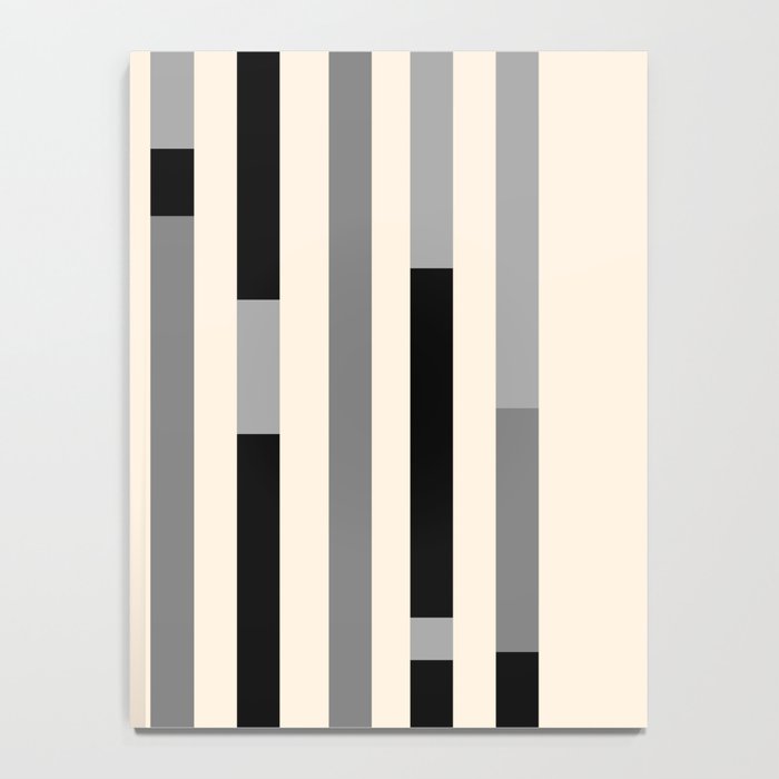 Mid Century Modern Modular Stripes in Black, Gray, and Almond Cream Notebook Gallery Image 4