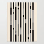 Mid Century Modern Modular Stripes in Black, Gray, and Almond Cream Poster Gallery Image 4