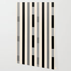 Mid Century Modern Modular Stripes in Black, Gray, and Almond Cream Wallpaper Gallery Image 2