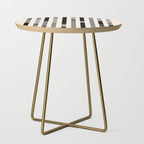 Mid Century Modern Modular Stripes in Black, Gray, and Almond Cream Side Table Gallery Image 1