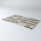 Mid Century Modern Modular Stripes in Black, Gray, and Almond Cream Rug Gallery Image 3