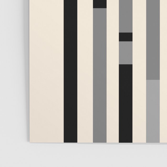 Mid Century Modern Modular Stripes in Black, Gray, and Almond Cream Poster Gallery Image 3