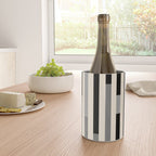 Mid Century Modern Modular Stripes in Black, Gray, and Almond Cream Wine Chiller Gallery Image 4
