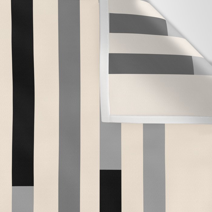 Mid Century Modern Modular Stripes in Black, Gray, and Almond Cream Wall Tapestry Gallery Image 3
