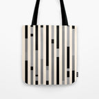 Mid Century Modern Modular Stripes in Black, Gray, and Almond Cream Tote Bag Gallery Image 1
