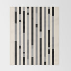 Mid Century Modern Modular Stripes in Black, Gray, and Almond Cream Throw Blanket Gallery Image 2
