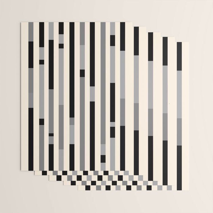 Mid Century Modern Modular Stripes in Black, Gray, and Almond Cream Wrapping Paper Gallery Image 3
