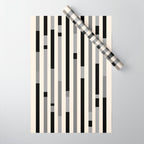 Mid Century Modern Modular Stripes in Black, Gray, and Almond Cream Wrapping Paper Gallery Image 1