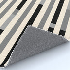 Mid Century Modern Modular Stripes in Black, Gray, and Almond Cream Rug Gallery Image 4