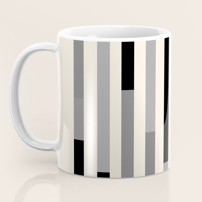 Mid Century Modern Modular Stripes in Black, Gray, and Almond Cream Coffee Mug Gallery Image 3