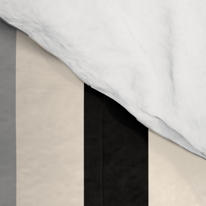 Mid Century Modern Modular Stripes in Black, Gray, and Almond Cream Comforter Gallery Image 4