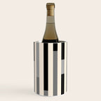 Mid Century Modern Modular Stripes in Black, Gray, and Almond Cream Wine Chiller Gallery Image 1