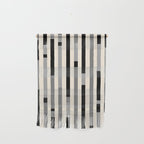 Mid Century Modern Modular Stripes in Black, Gray, and Almond Cream Wall Hanging Gallery Image 1