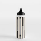 Mid Century Modern Modular Stripes in Black, Gray, and Almond Cream Water Bottle Gallery Image 3