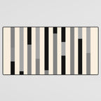 Mid Century Modern Modular Stripes in Black, Gray, and Almond Cream Desk Mat Gallery Image 3