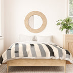 Mid Century Modern Modular Stripes in Black, Gray, and Almond Cream Duvet Cover Gallery Image 3
