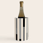 Mid Century Modern Modular Stripes in Black, Gray, and Almond Cream Wine Chiller Gallery Image 2