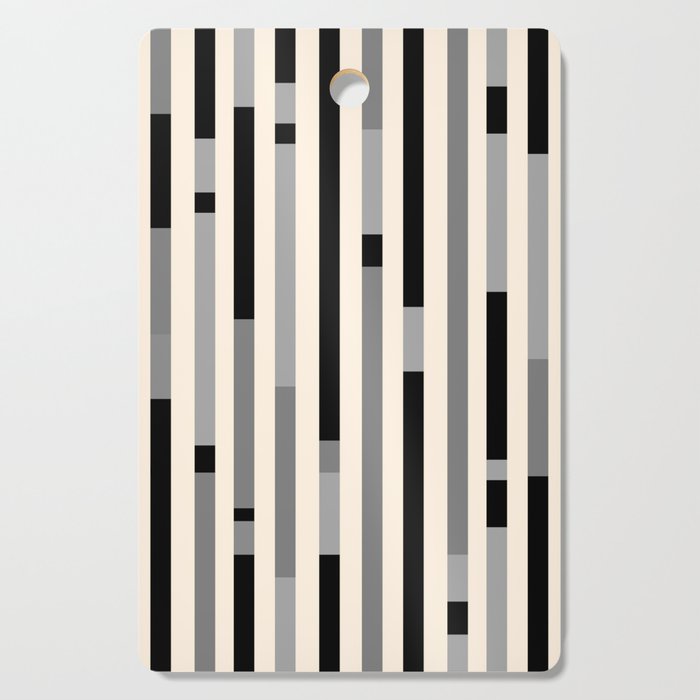 Mid Century Modern Modular Stripes in Black, Gray, and Almond Cream Cutting Board Gallery Image 1