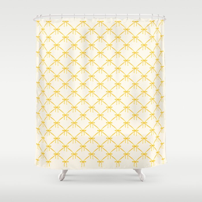 Bows & Ribbons Pattern IX Yellow Shower Curtain Gallery Image 1