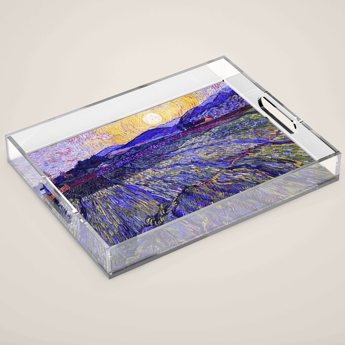 Lavender Fields with Rising Sun by Vincent van Gogh Acrylic Tray Gallery Image 1