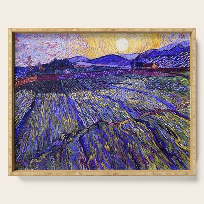 Lavender Fields with Rising Sun by Vincent van Gogh Serving Tray Gallery Image 1