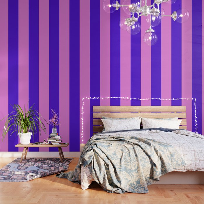 Vivid Stripes Pink and Blue Pattern Wallpaper Gallery Image 3