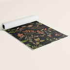 Vintage & Shabby Chic - vintage botanical wildflowers and berries on black Yoga Mat Gallery Image 2