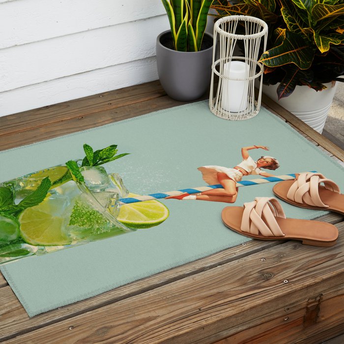 Retro Mojito Cocktail Outdoor Rug Gallery Image 2