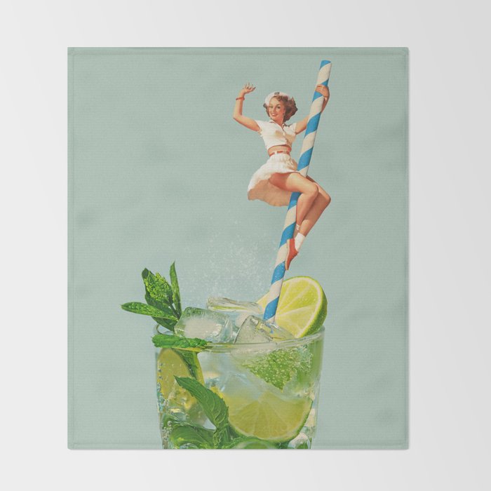 Retro Mojito Cocktail Throw Blanket Gallery Image 2