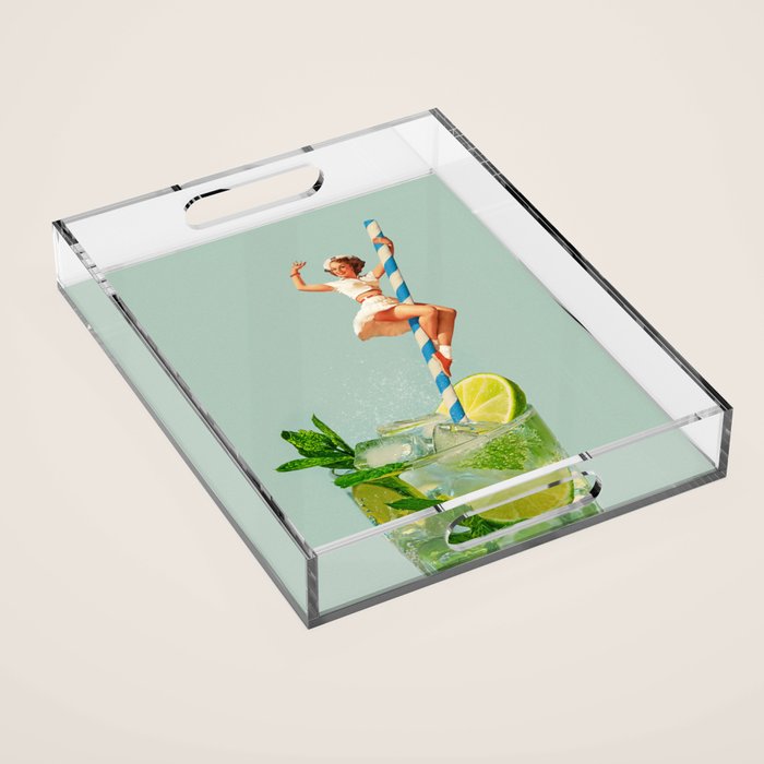 Retro Mojito Cocktail Acrylic Tray Gallery Image 1