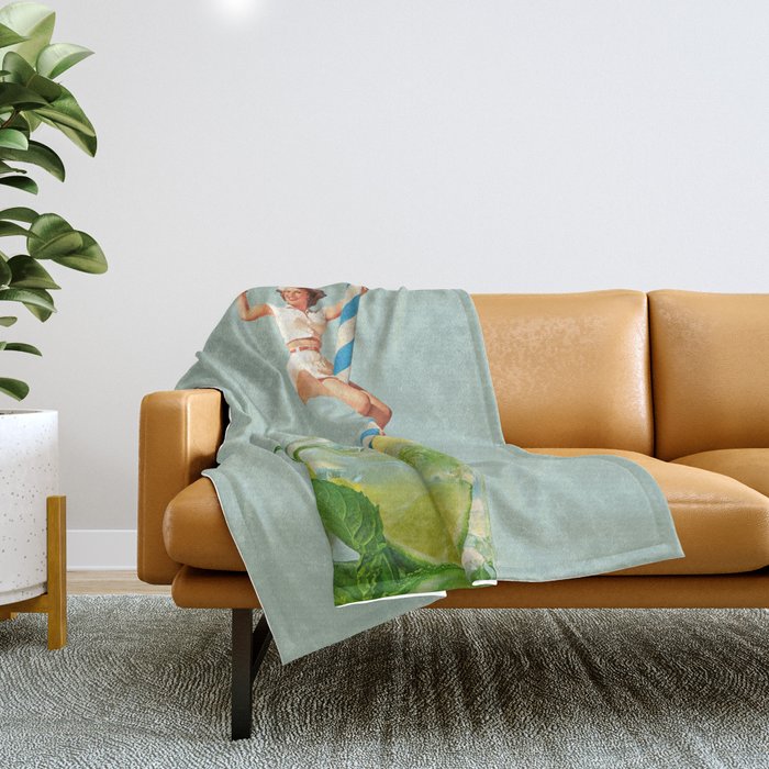 Retro Mojito Cocktail Throw Blanket Gallery Image 1