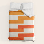 Orange & Black Geometric Minimal Mid Century Modern Lightning Bolt Pattern Watercolor Art Duvet Cover Gallery Image 6