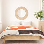 Orange & Black Geometric Minimal Mid Century Modern Lightning Bolt Pattern Watercolor Art Duvet Cover Gallery Image 3