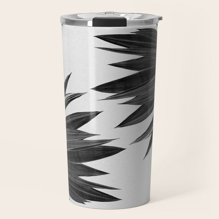 Agave Cactus Black & White Travel Mug Gallery Image 1
