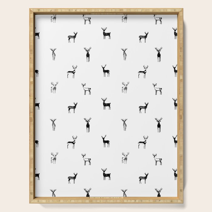 Reindeer animal doodle art pattern Serving Tray Gallery Image 1