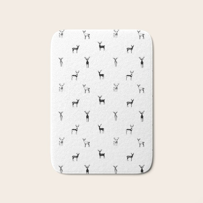 Reindeer animal doodle art pattern Bath Mat Gallery Image 1