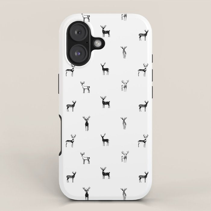 Reindeer animal doodle art pattern iPhone Case Gallery Image 1