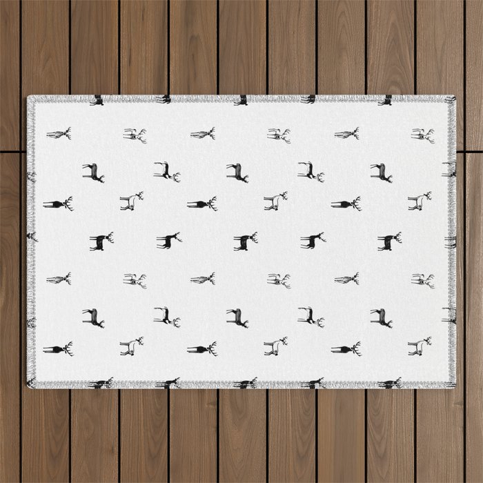 Reindeer animal doodle art pattern Outdoor Rug Gallery Image 1