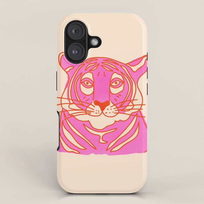 Hot Pink Tiger Portrait iPhone Case Gallery Image 1