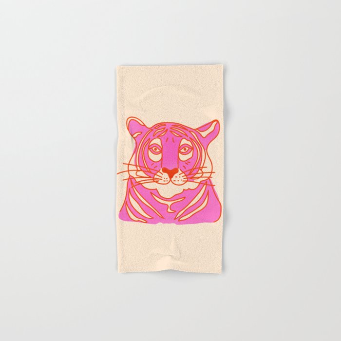 Hot Pink Tiger Portrait Bath Towel Gallery Image 1