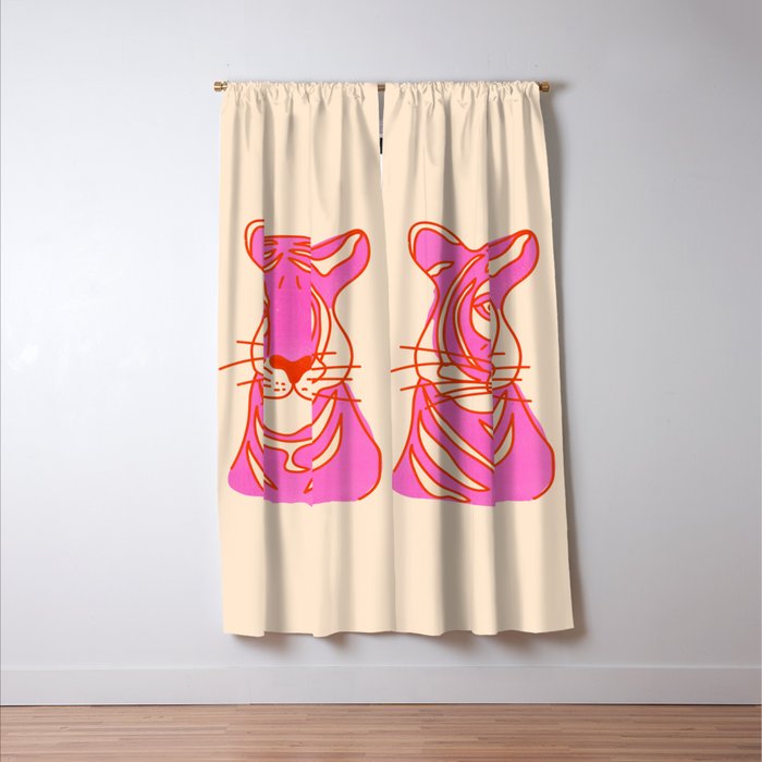 Hot Pink Tiger Portrait Window Curtain Gallery Image 3