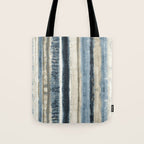 Distressed Blue and White Watercolor Stripe Tote Bag Gallery Image 1