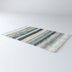 Distressed Blue and White Watercolor Stripe Rug Gallery Image 3