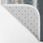 Distressed Blue and White Watercolor Stripe Bath Mat Gallery Image 2