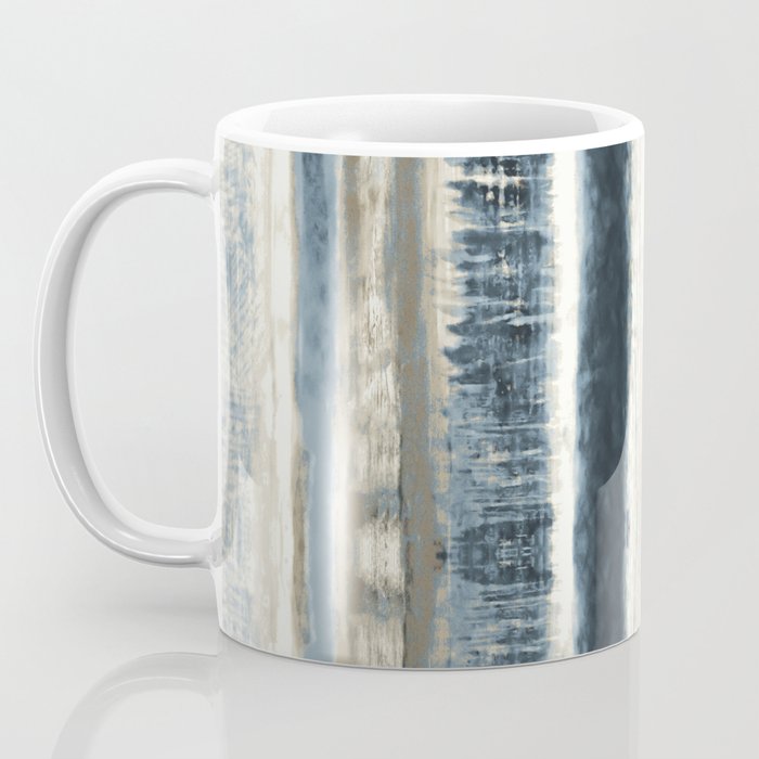 Distressed Blue and White Watercolor Stripe Coffee Mug Gallery Image 3