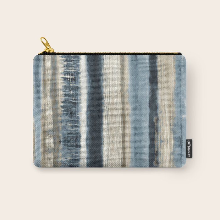 Distressed Blue and White Watercolor Stripe Carry All Pouch Gallery Image 1