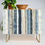 Distressed Blue and White Watercolor Stripe Credenza Gallery Image 1