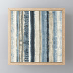 Distressed Blue and White Watercolor Stripe Mini Art Print Gallery Image 1